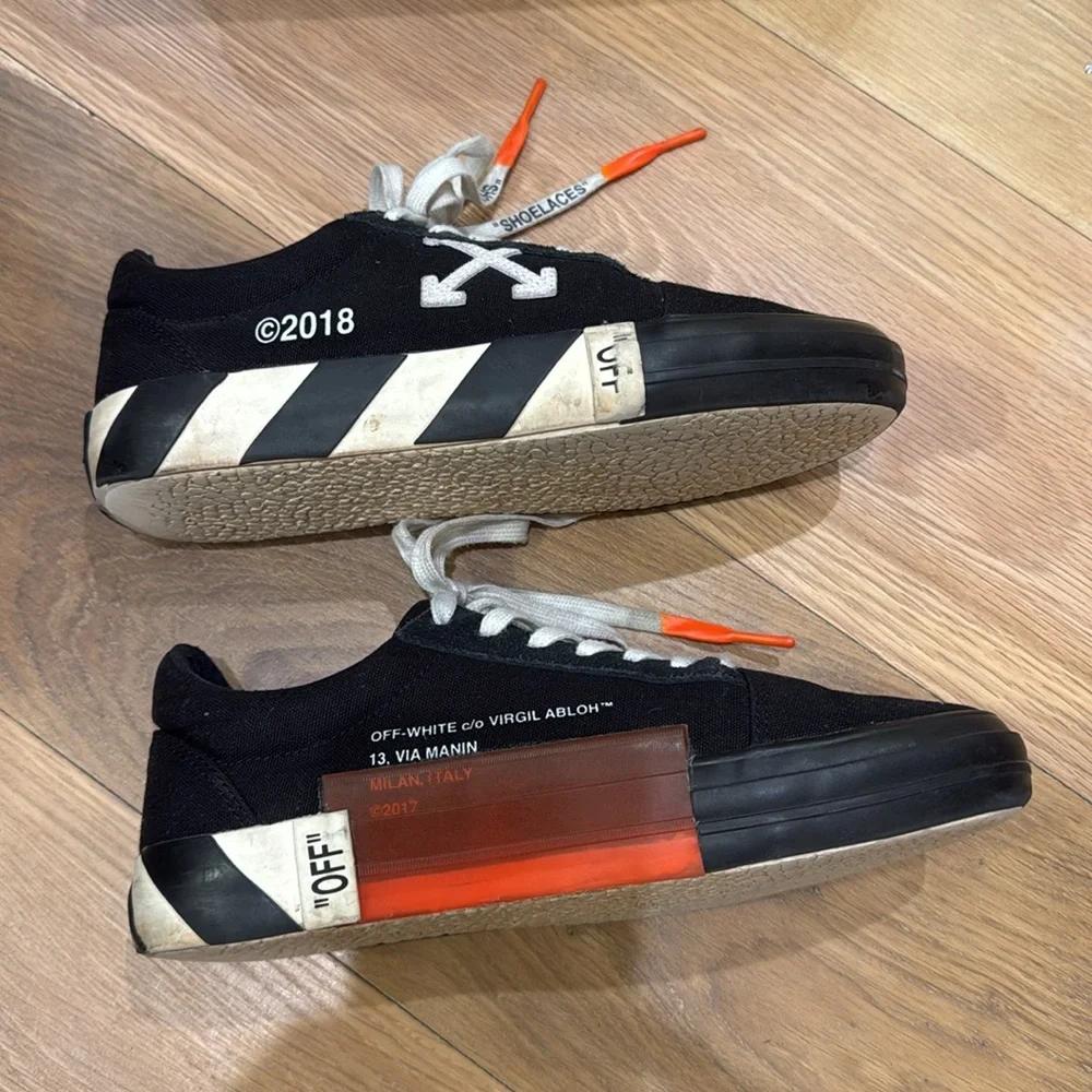 2019 Off-White Vulc Low Top 'Black' Sneakers Virgil Abloh 39 - Picture 5 of 10